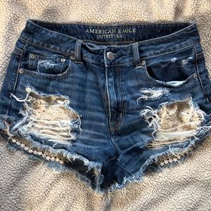 AE mid rise denim shorts